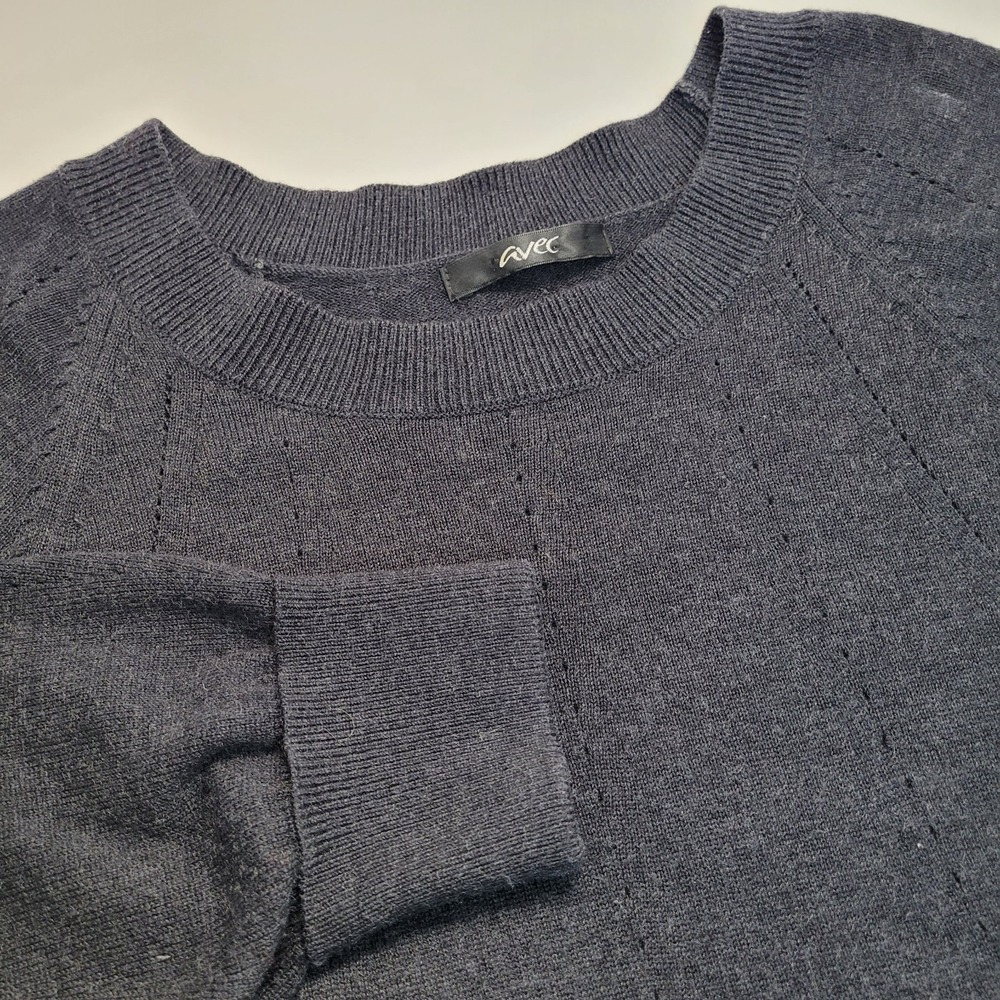 Avec Tunic Sweater Womens Medium Gray Excellent Silk Cashmere Blend Pointelle